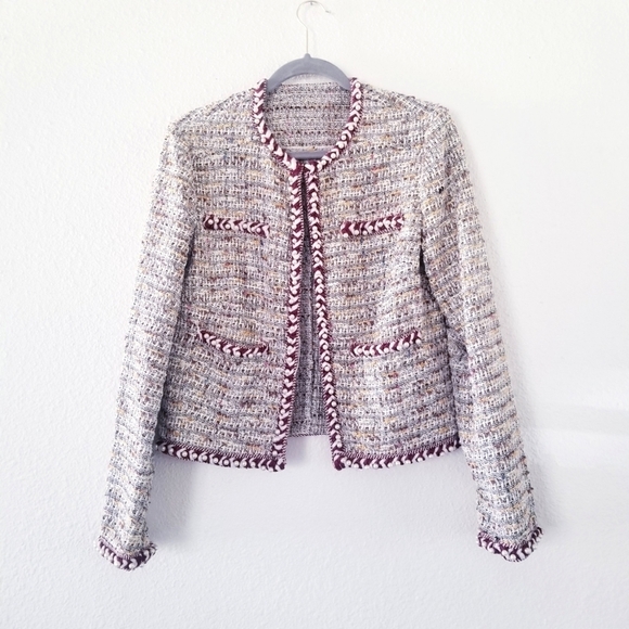 Luxury Brand Chanel-style Tweed and Pearl Blazer Jacket Small Sweater - Picture 1 of 16